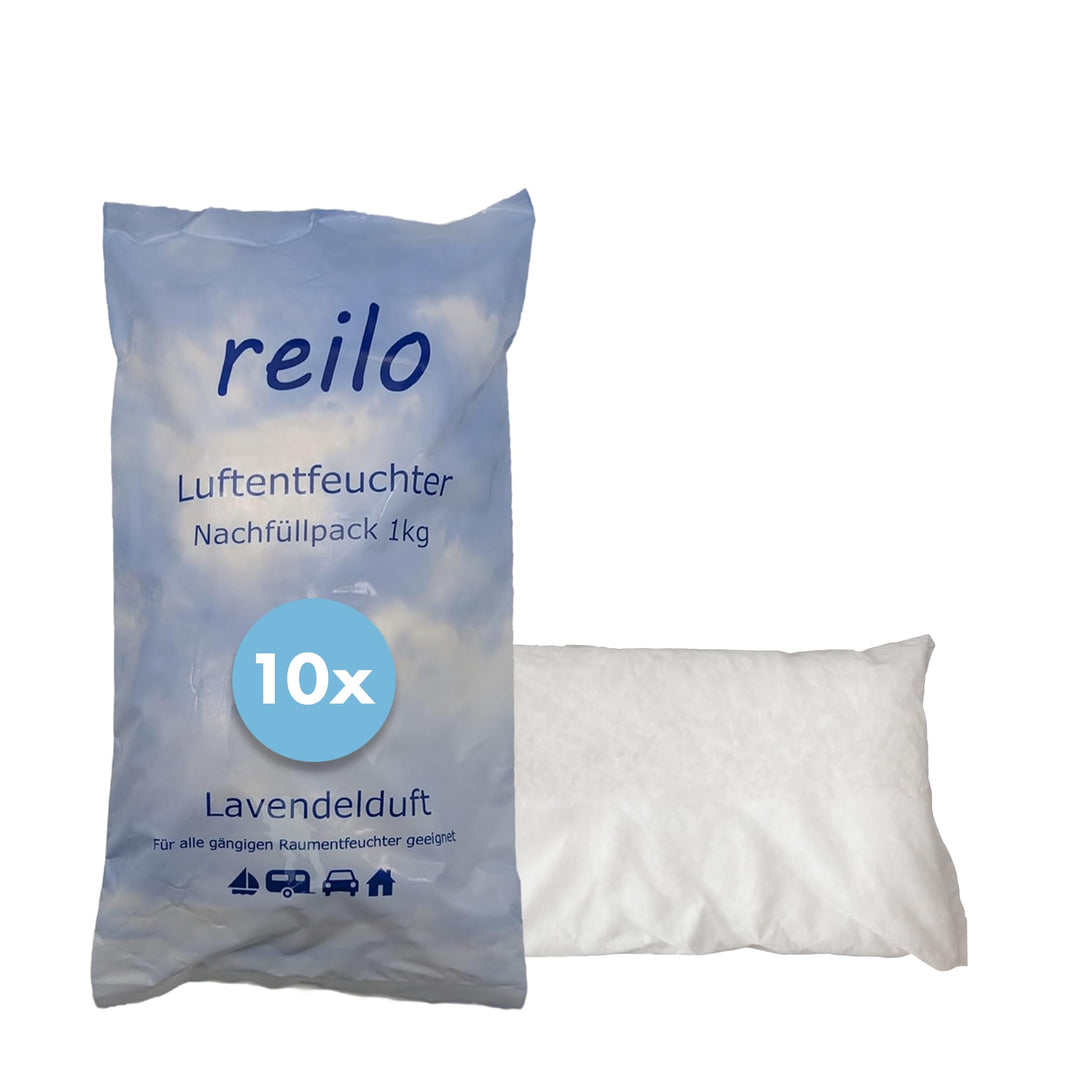 10x 1kg Lavendelduft Luftentfeuchter Granulat, Raumluftentfeuchter im Vliesbeutel, Nachfüllpacks für