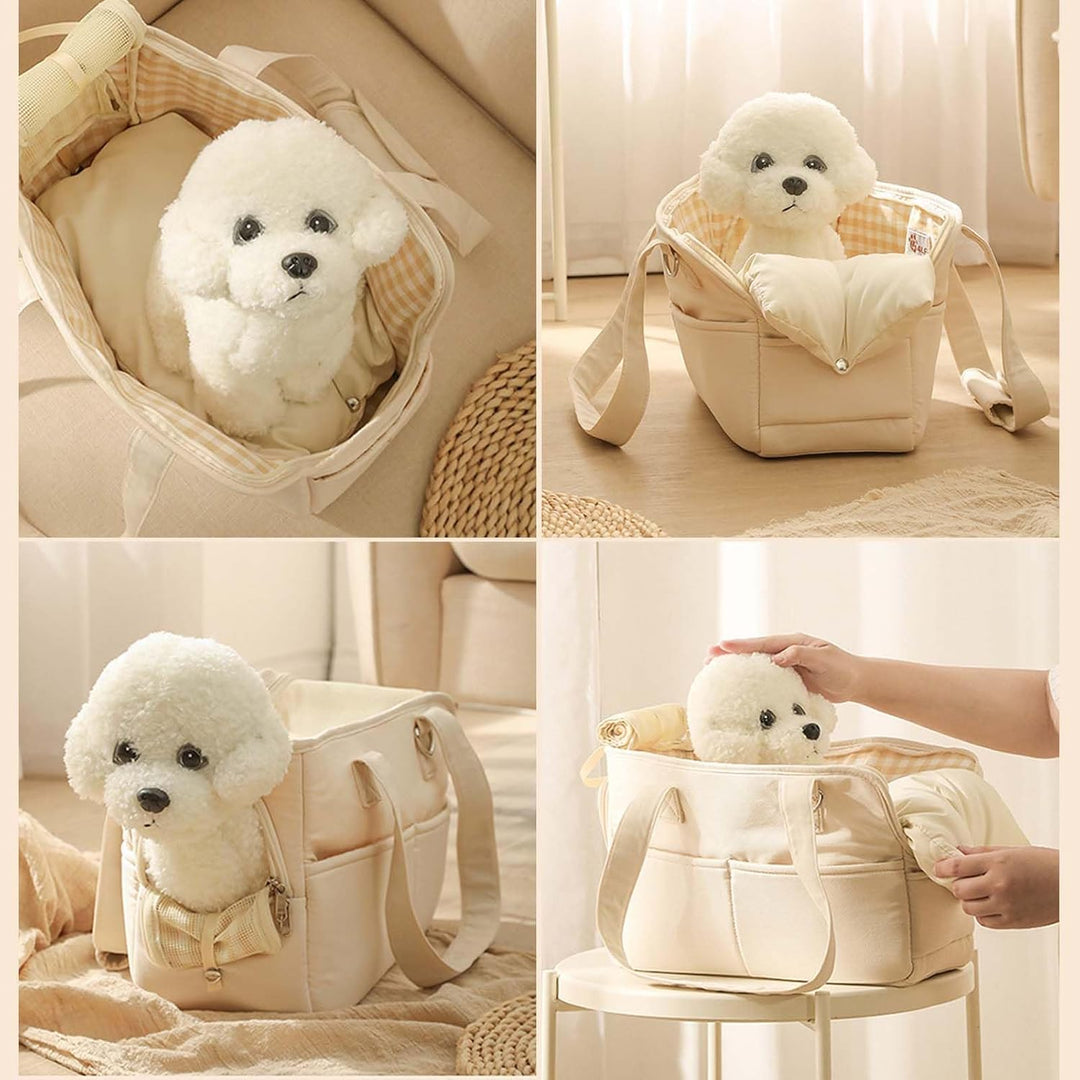 Dokeno Transporttasche für kleine Hund Katze bis 8kg, Hundetransportbox faltbar für Reise & Auto, At