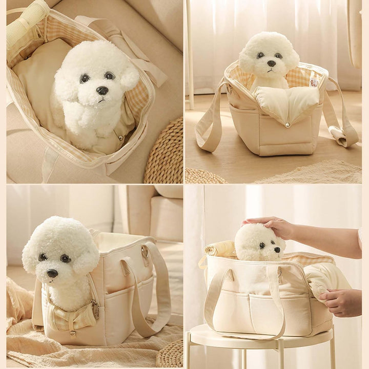 Dokeno Transporttasche für kleine Hund Katze bis 8kg, Hundetransportbox faltbar für Reise & Auto, At