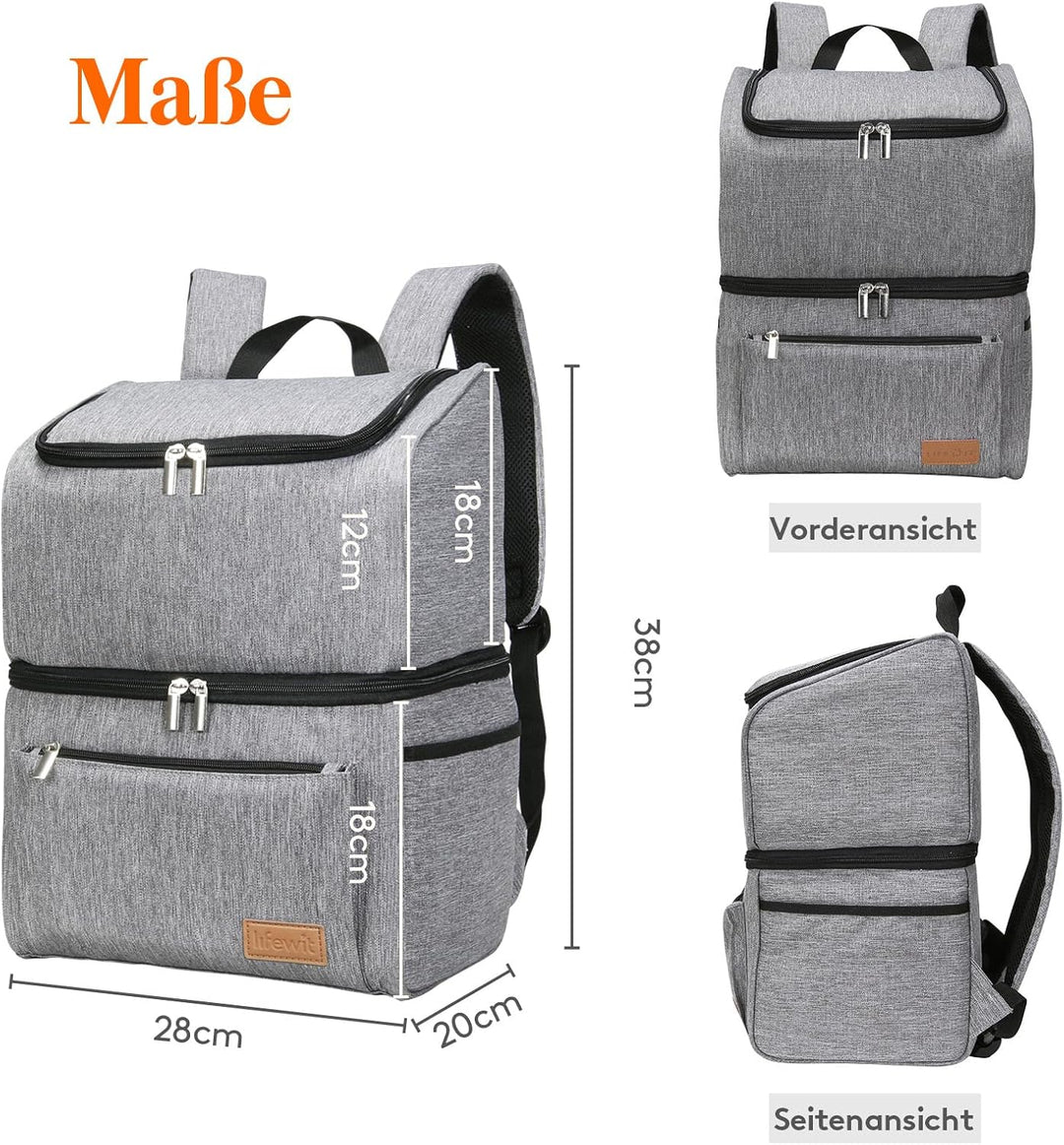 Lifewit Kühlrucksack Thermo Rucksack Kühltasche Isolierte Cooler Bag Weich Doppeldecker für Picknick