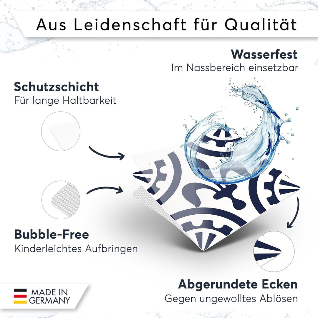 40 Stück Fliesenfolie für Küche und Bad 10x10 cm - Mosaikfliesen, Fliesensticker - selbstklebende Fl