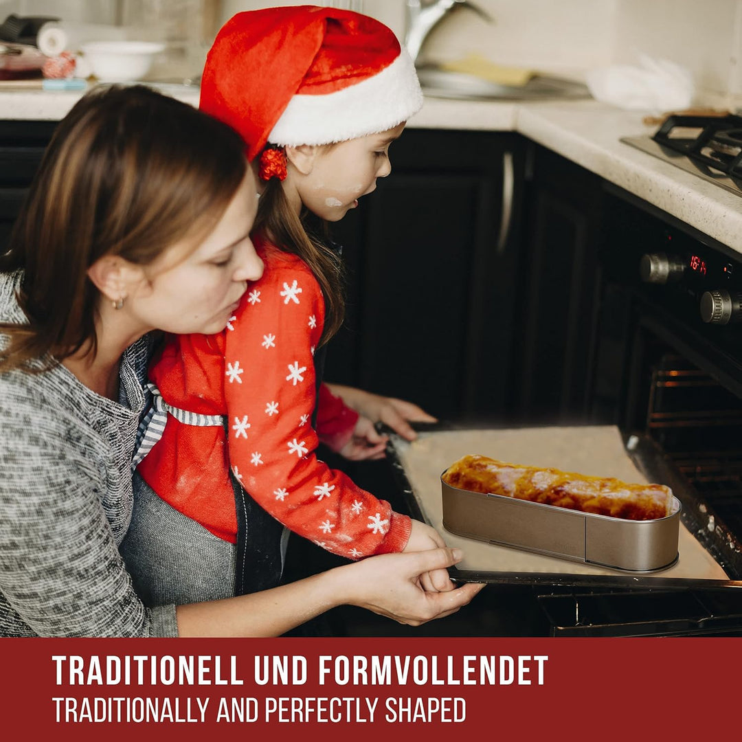 4smile Stollenbackform - Brotbackform oval aus Edelstahl – Stabile Kastenform verstellbar – Ideal al