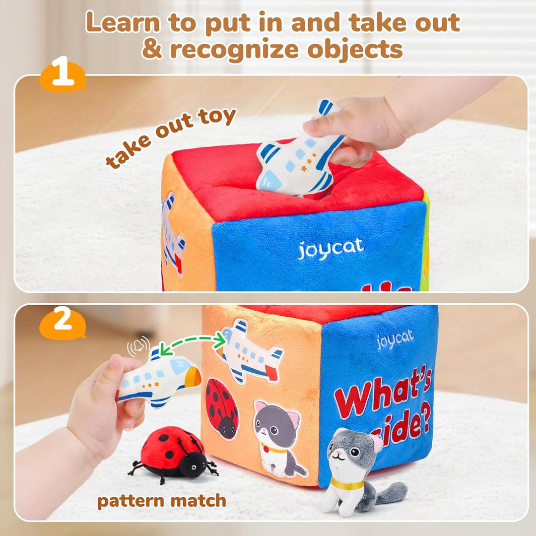 JoyCat Baby Spielzeug 6 Monate, Mystery Soft Box mit 10 Stück Sensorik Spielzeug, Rassel, Spiegel, M