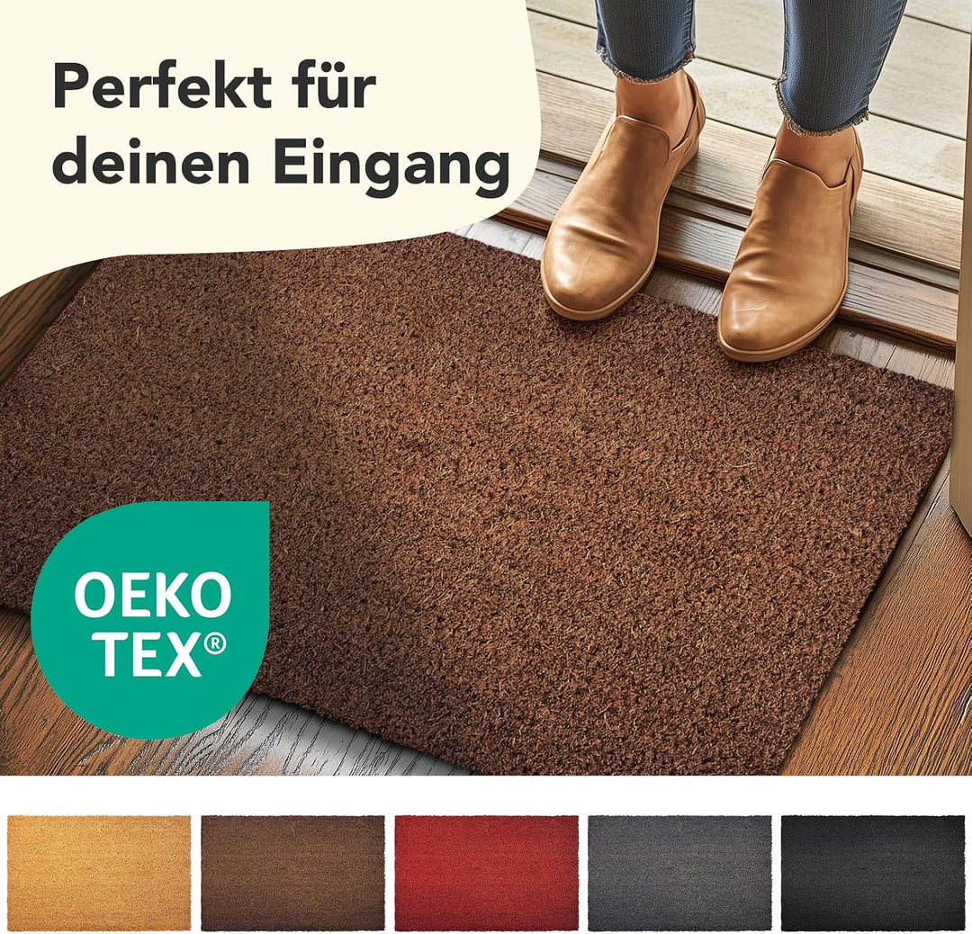 Floordirekt Fussmatte für Innen und Aussen, 40x60 cm Braun, Türmatte aus Kokos, Schmutzfangmatte für