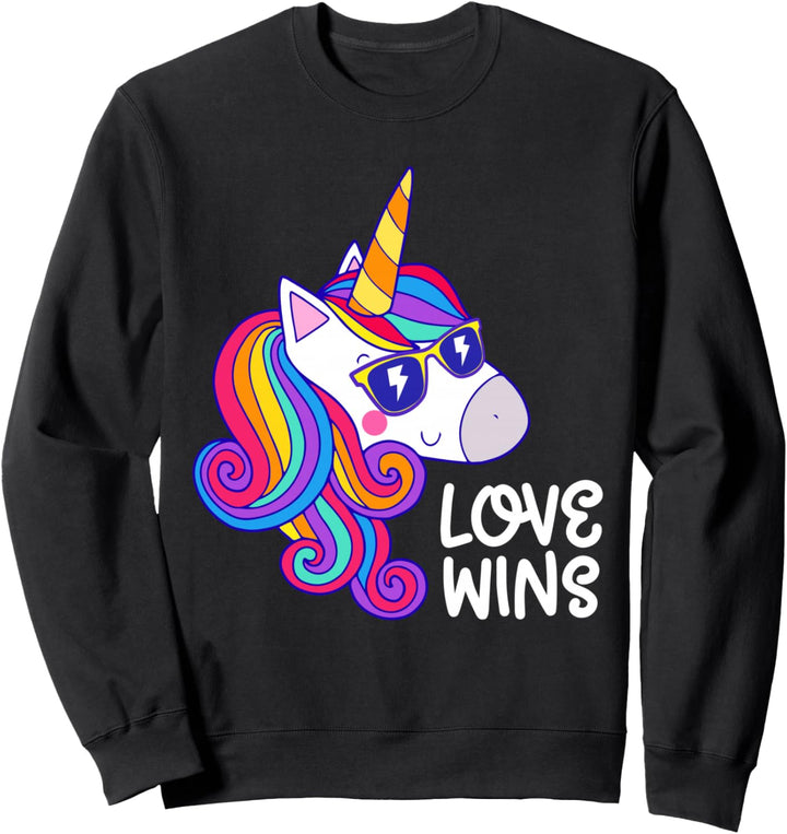 Liebe gewinnt Einhorn LGBT Stolz schwul lesbischer Sweatshirt