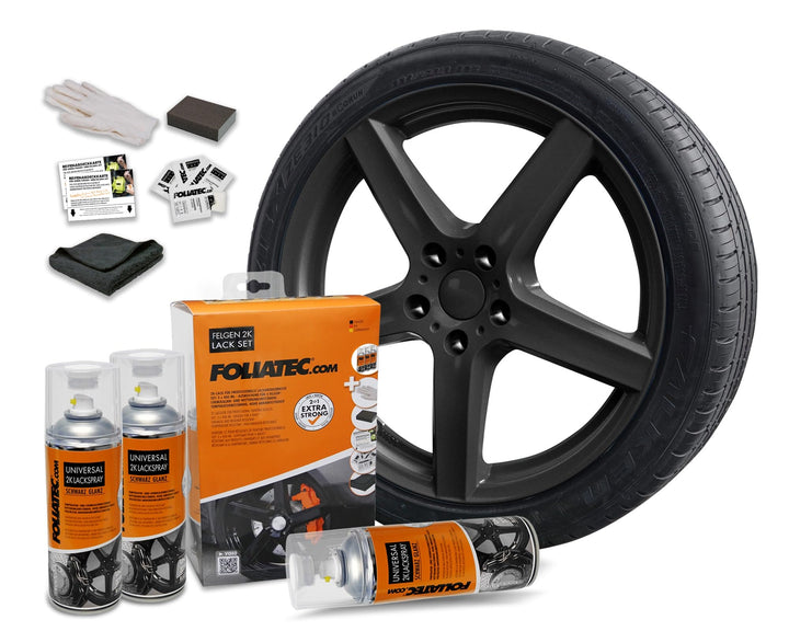 Foliatec Felgen 2K Lack Set, Schwarz Glänzend, 400 ml (3er Pack), Schwarz Glänzend