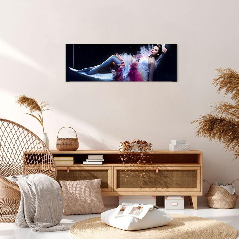 Panorama Bilder auf Leinwand Frau Geheimnis Kleid elegant Leinwandbild 90x30cm Wandbilder Dekoration