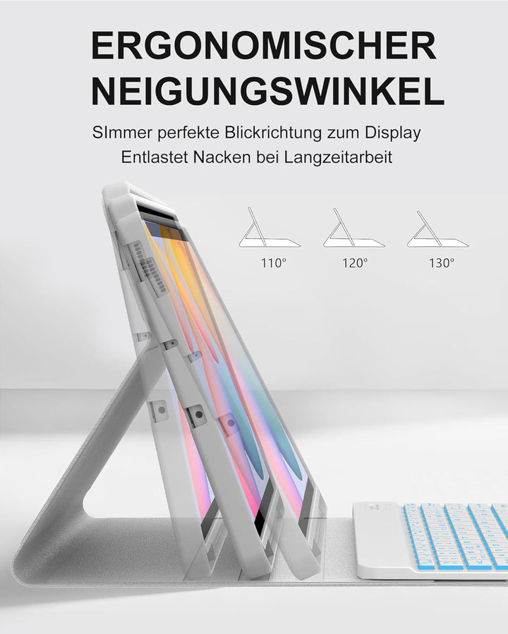 Hülle mit 7-Farben Beleuchteter Deutscher Tastatur für Samsung Galaxy Tab S6 Lite (2020/2022/2024) 1