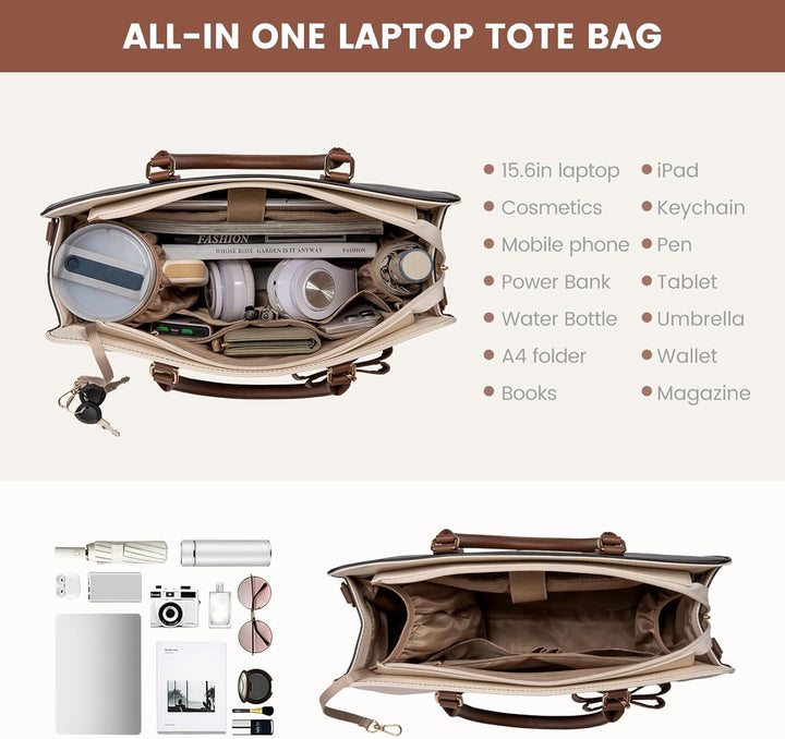 LOVEVOOK Handtasche Damen Gross, 15,6 Zoll Laptoptasche Arbeitstasche Elegant Uni Tasche Schultasche