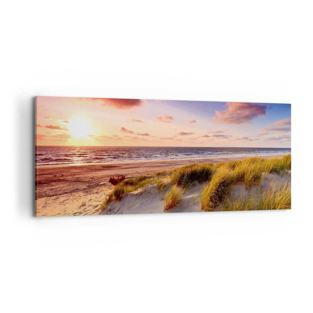 Wandbilder Dekoration Wohnzimmer Meer Strand Düne Panorama Bilder auf Leinwand 120x50cm Leinwandbild