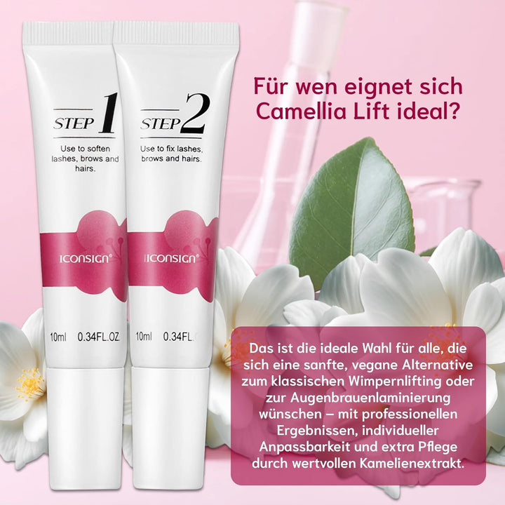 P-Beauty Camellia Wimpernlifting & Augenbrauenlifting SET - vegane Formel mit Kamelienextrakt - Wimp