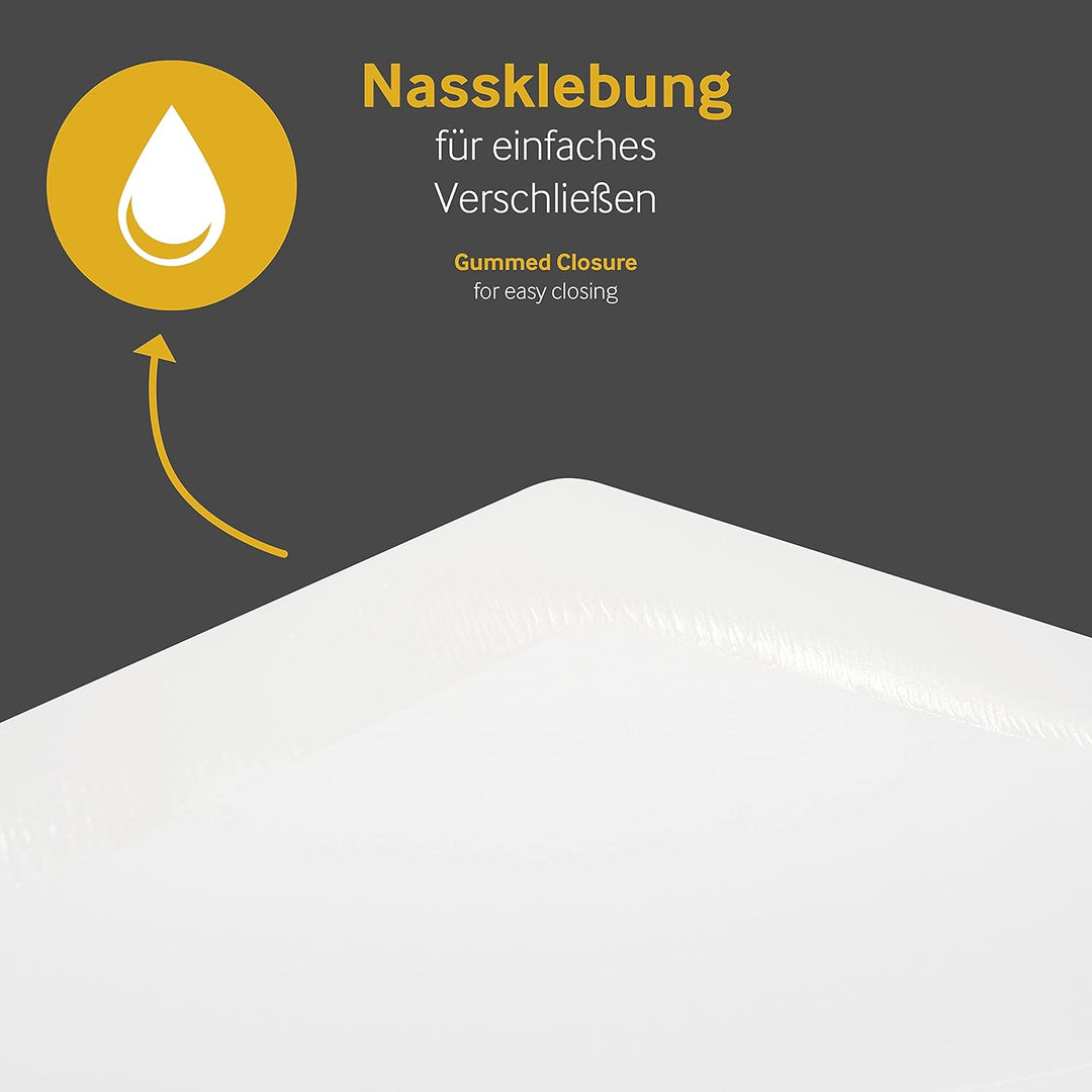 Blanke Briefhüllen, Transparente Briefumschläge, 100 Stück, Nassklebung, Ohne Fenster, Spitze Klappe