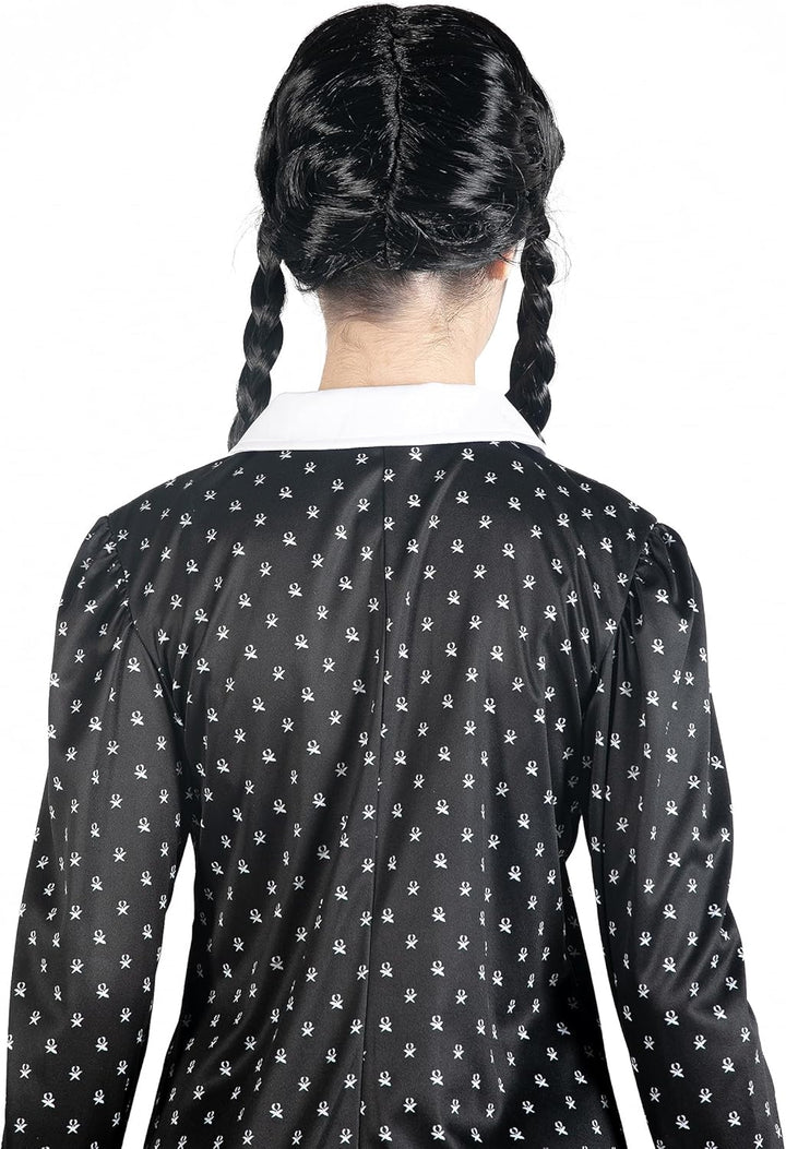 Ciao 11322.M Wednesday Addams Costume Fancy Dress Girl Official with Wig Disguise, Black, White, Siz