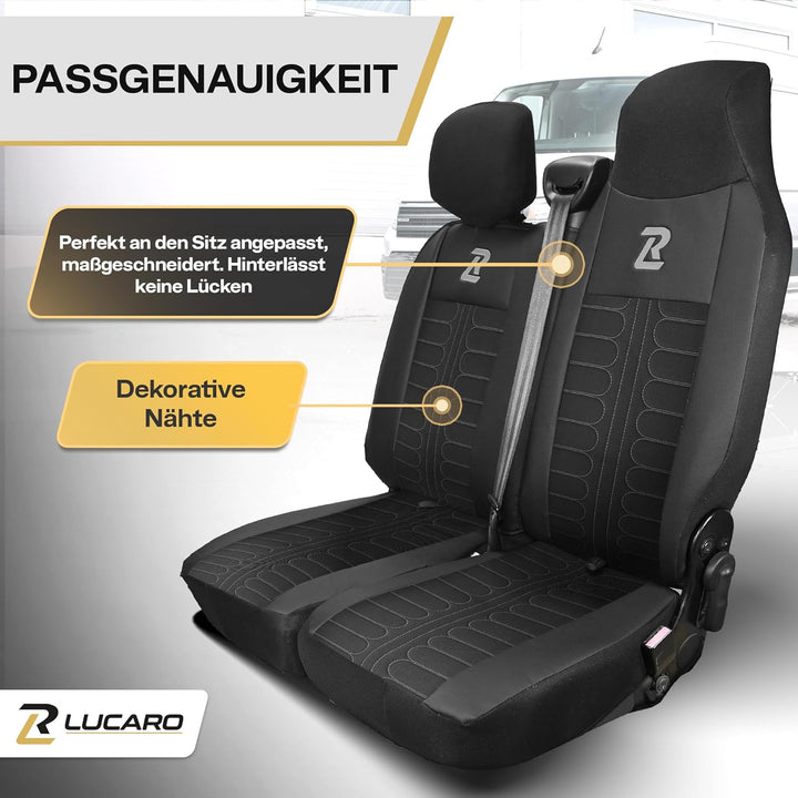 LUCARO Sitzbezüge Auto Renault Master 3, Opel Movano B, Nissan NV400 - Geteilte Rückenlehne und Sitz