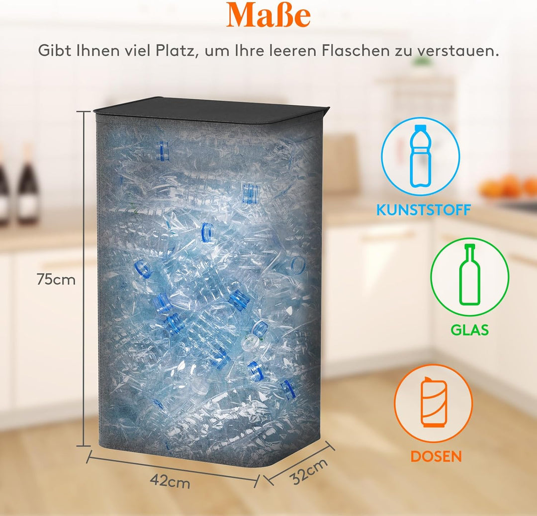 Lifewit 100L Pfandflaschen Sammelbehälter mit Deckel, Gross Pfandflaschen Aufbewahrung, Behälter Lee