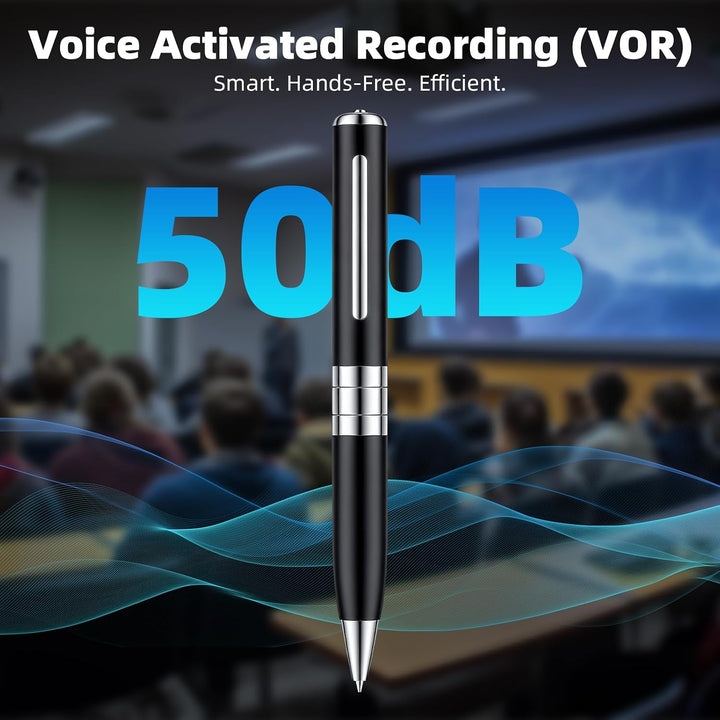 Stift mit Sprachaufnahme, 64 GB Diktiergerät, Automatisch und Kontinuierlich durch Rotationsaktivier