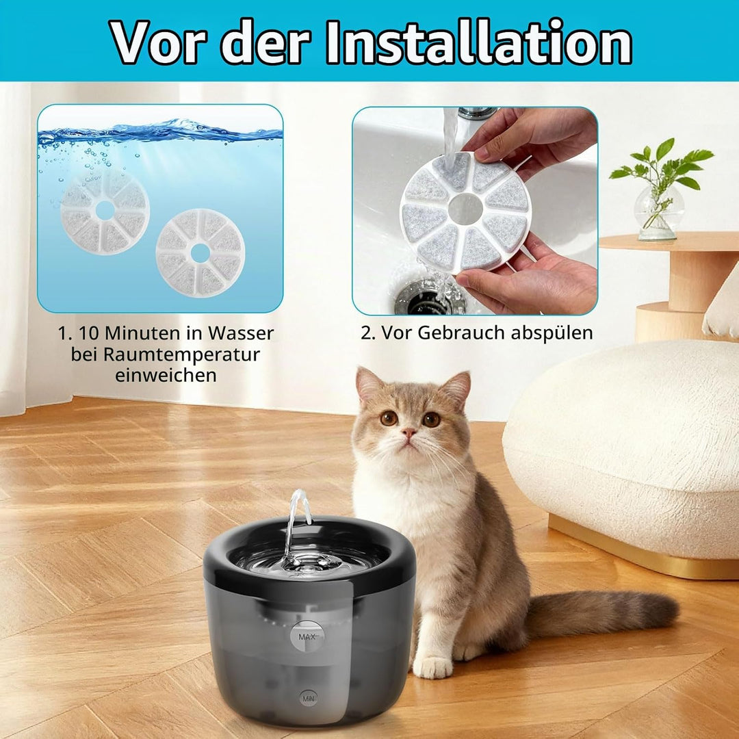 12 Stück Katzenbrunnen Filter für Philips PAW3210/02 Trinkbrunnen,Dreifaches Filtersysteme Aktivkohl
