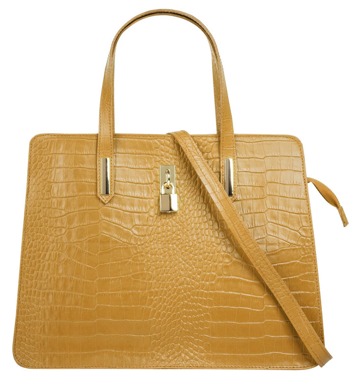 Cluty Handtasche Echt Leder Damen - 021321 Gelb, Gelb