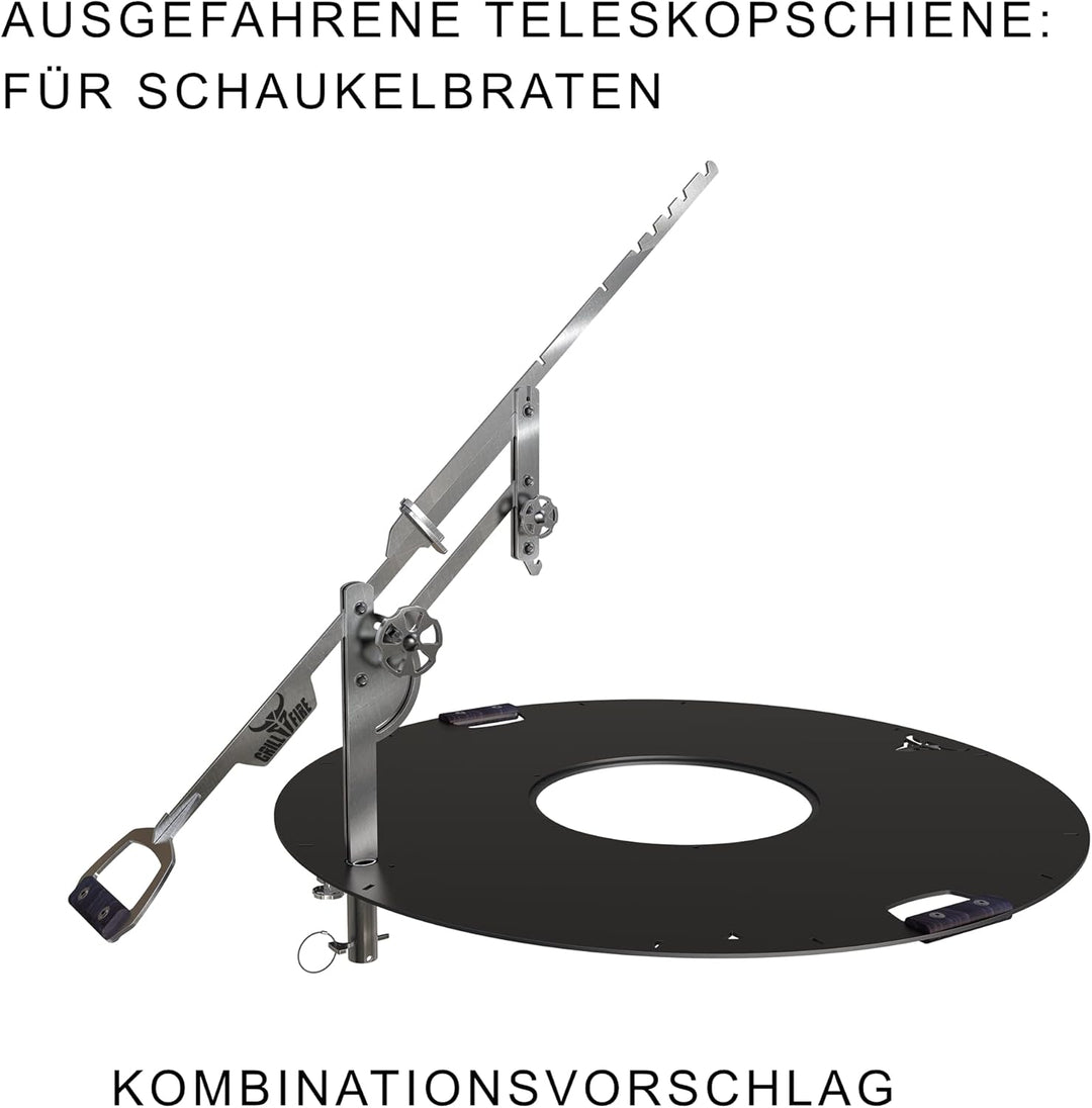 Grillfire XT-SET GRILLHAND – Höhenverstellbarer Edelstahl-Grillarm für FX-Feuerplatten | Werkzeuglos