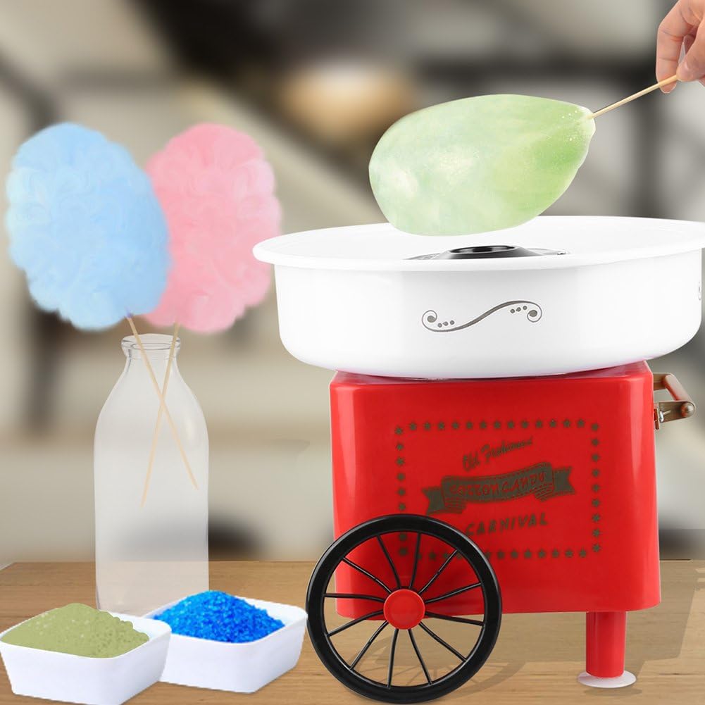 Zuckerwattemaschine, Retro Trolley Mini-Zuckerwattemaschine, geeignet für Familie, Party, Festival,