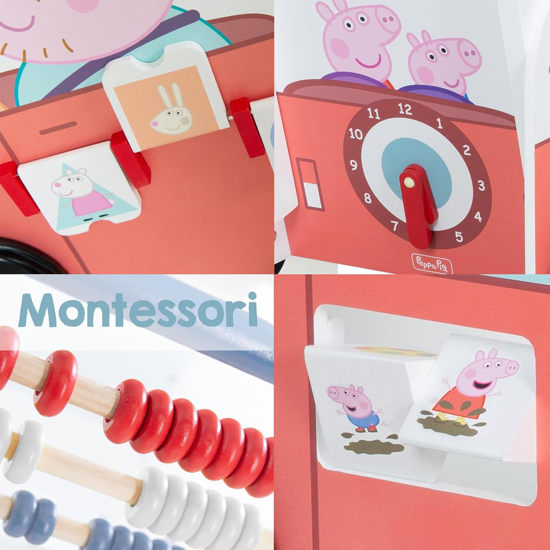 roba Bully-Schiebebus Peppa Pig für Kinder - Lauflernwagen / Puppenwagen aus Holz mit Spielfunktione
