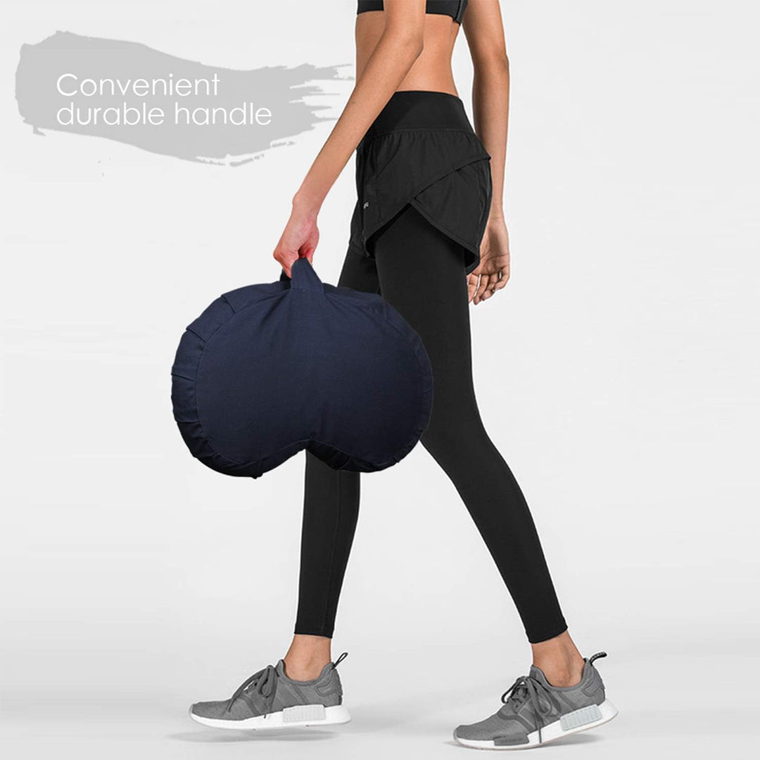 FelizMax Rundes Buchweizen-Meditationskissen, D = 38 cm, H = 14 cm, Zafu/Zabuton Meditationskissen,