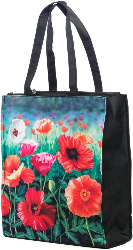 LUCKYWEATHER Shopper Einkaufstasche Twin Double Bag Damen Motiv MOHNBLUMEN I Shopping Bag wasserabwe