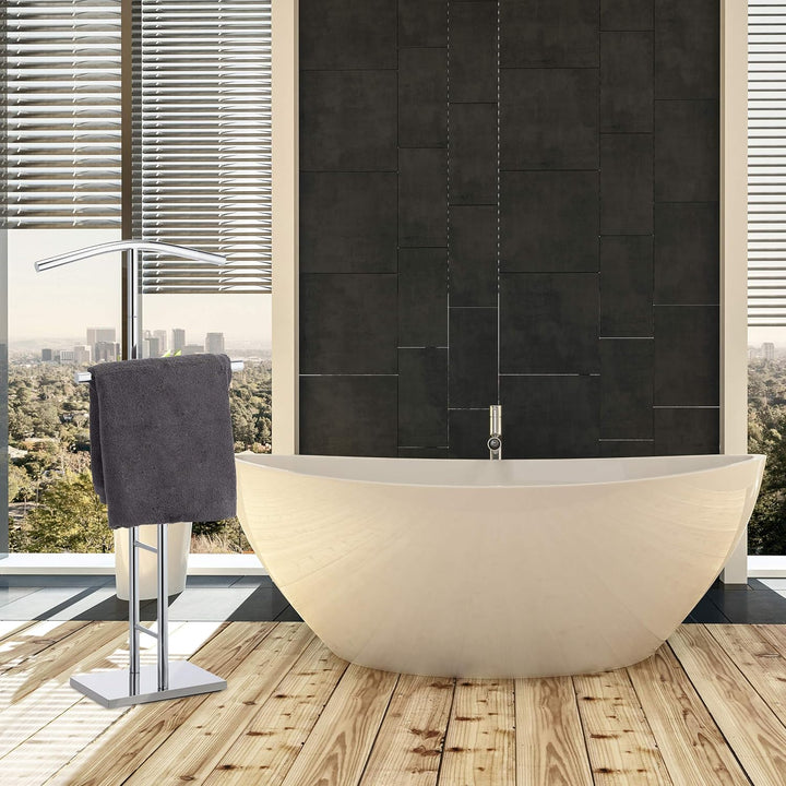 Relaxdays Herrendiener Chrom, Stummer Diener, freistehender Handtuchhalter, doppelter Bügel, HBT: 10