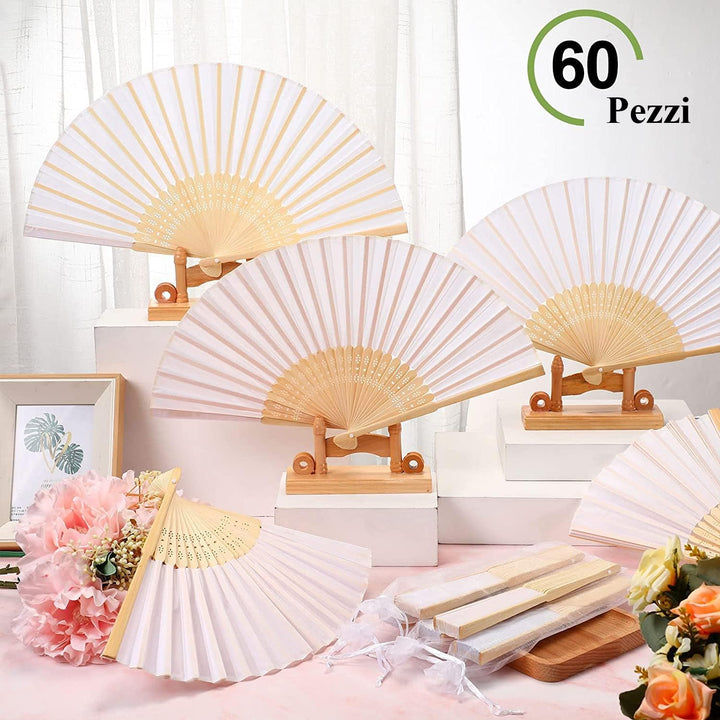 Gudotra 60 Stück weisse Fächer für Hochzeit Hochzeit Taschen Fächer Hochzeit 60 Stücke, 60 Stücke