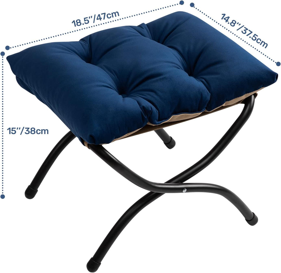 HollyHOME Fusshocker Fussstütze Klapphocker, Faltbar Sitzhocker mit Metallbeinen, Abnehmbar Gepolste