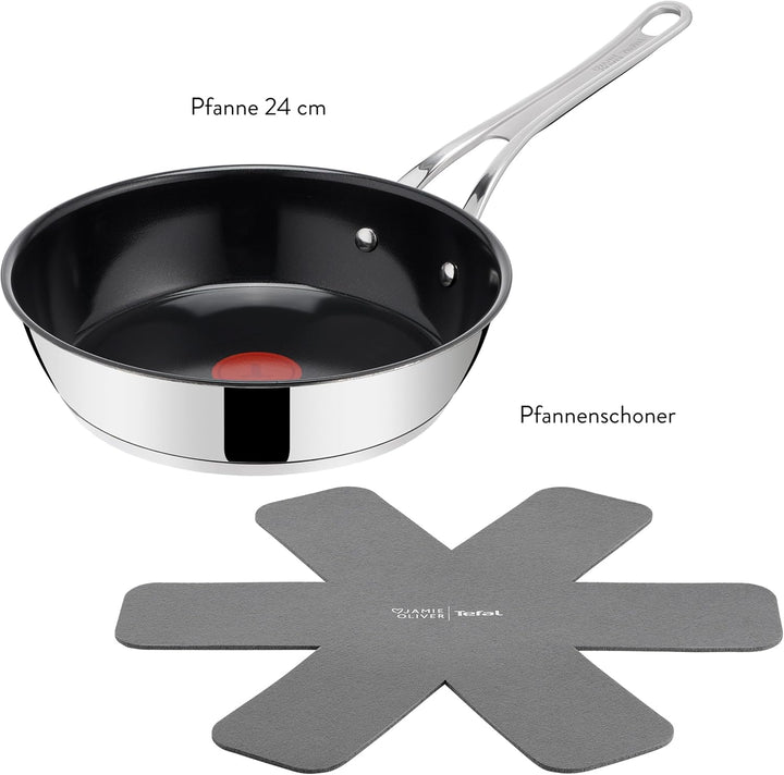 Jamie Oliver by Tefal Classic Cook Bratpfanne 24 cm, inkl. Pfannenschoner, antihaftbeschichtete Kera