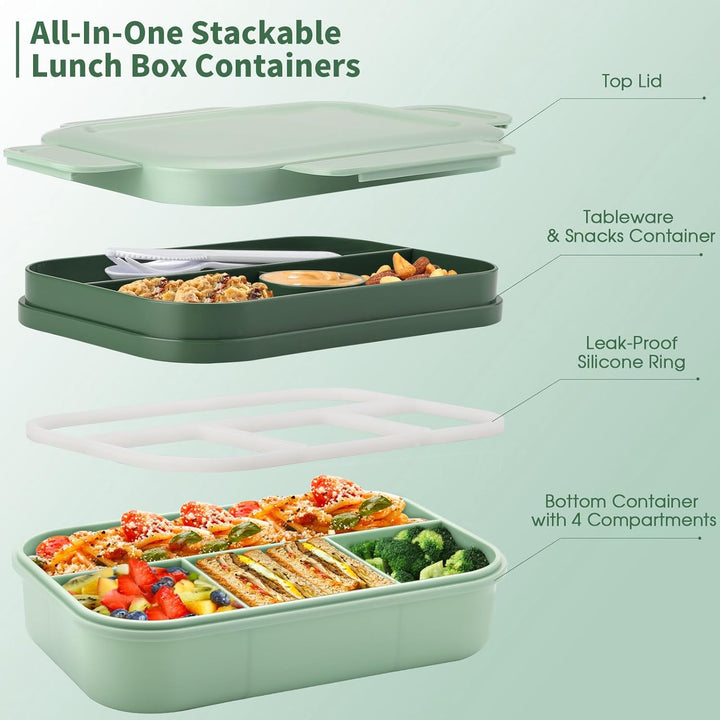 Lunchbox für Erwachsene,2000ml Brotdose mit Fächern,Bento Boxen Lunch Box Kinder mit Besteck,Vesperb
