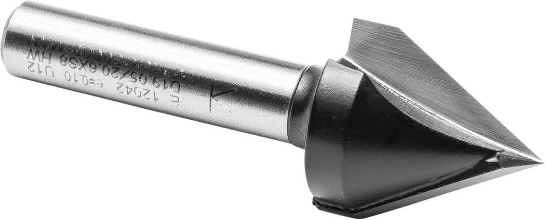 ENT 12042 V-Nutfräser und Schriftenfräser HW, Schaft (S) 8 mm, Durchmesser (D) 19,05 mm, NL 20,6 mm,