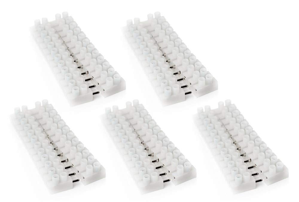 edi-tronic 5 Paare Lüsterklemmen steckbar bis 1,5 mm² 12-polig 12 Fach Kabel Klemmen weiss 5 x Paare
