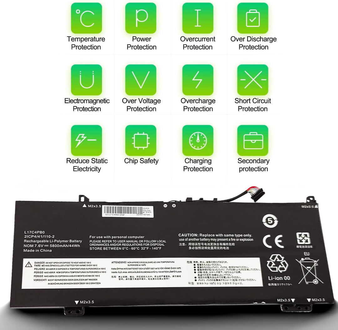 FengWings® L17C4PB0 L17M4PB0 Akku 7.6V 5800mAh, L17C4PB0 L17M4PB0 L17C4PB0, Kompatibel mit Laptop Le