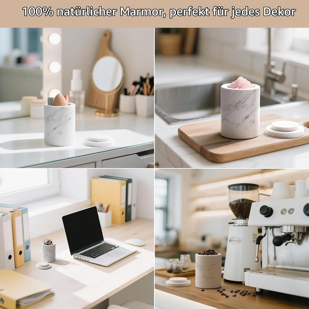 Marmor-Behälter, Marmor-Kottonswab-Behälter mit Deckel, Badezimmer-Vanity-Organizer, geeignet zur Au