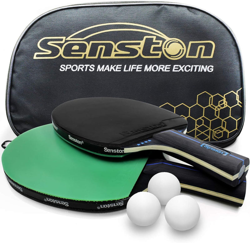 Senston Tischtennis Schläger Set, Profi 2 Tischtennisschläger und 3 Tischtennis-Bälle, Ideal für 2 S