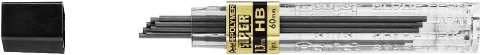 Pentel Druckbleistift Super Hi-Polymer 1,3 mm HB, Schwarz, 12 Stück 12 HB-Dichte, 12 HB-Dichte