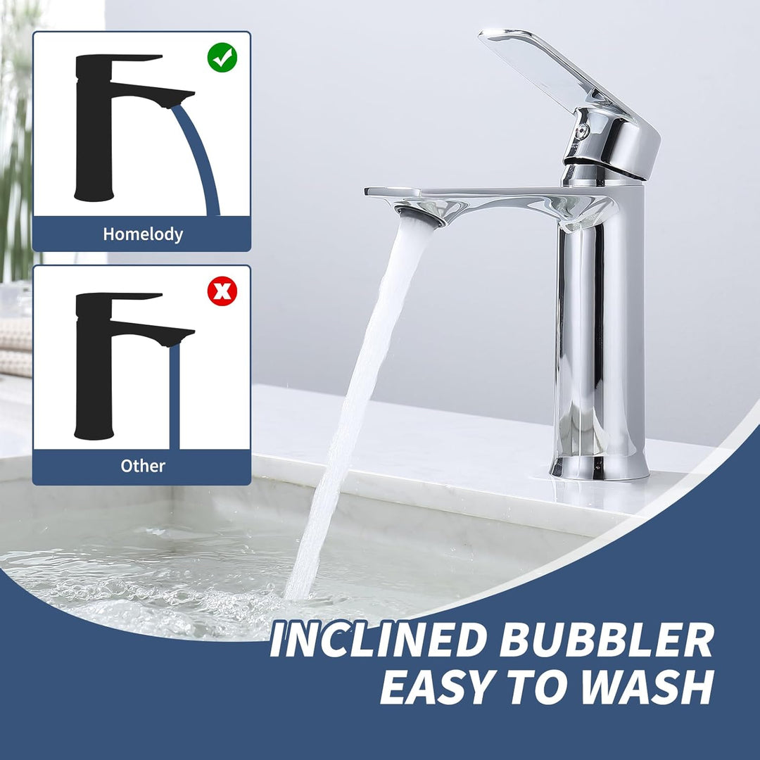 HOMELODY Wasserhahn Bad Chrom Waschtischarmatur Bad Armatur Mischbatterie Waschbeckenarmatur Einhebe