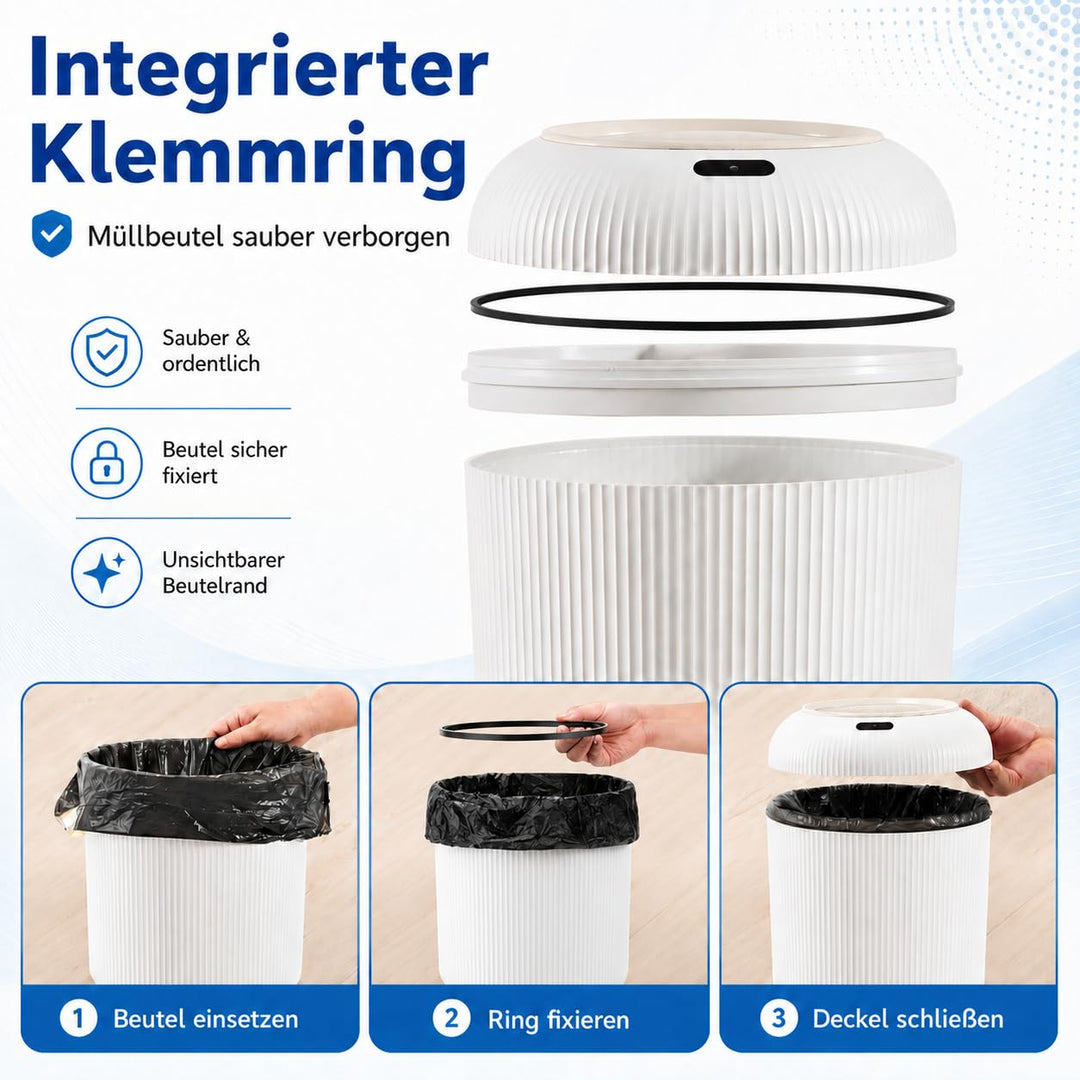 Automatischer Mülleimer mit Sensor 12L - Elektrischer Mülleimer mit Deckel für Küche & Badezimmer -