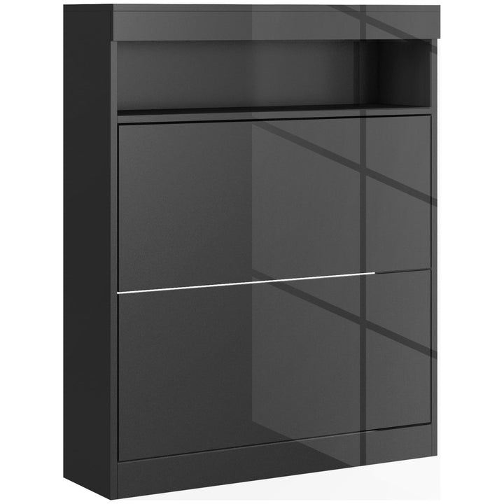HOMCOM Schmaler Schuhschrank, Wandmontage oder freistehender Schuhschrank mit 2 Klappschubladen und