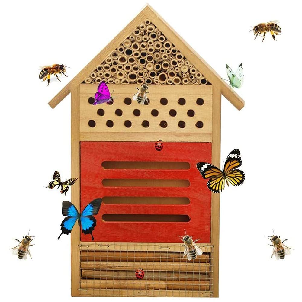 Insektenhaus Natur Holz Bienenhotel Schmetterling Lebensraum für Gärten Marienkäfer Schmetterling Bl
