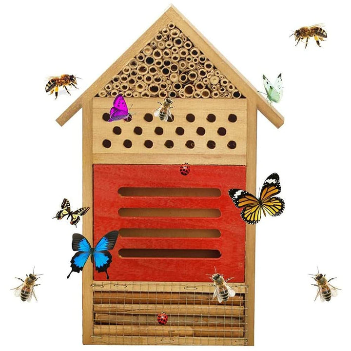 Insektenhaus Natur Holz Bienenhotel Schmetterling Lebensraum für Gärten Marienkäfer Schmetterling Bl