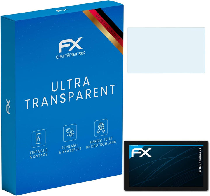atFoliX Schutzfolie kompatibel mit Huion Kamvas 24 Folie, ultraklare FX Displayschutzfolie (2X)
