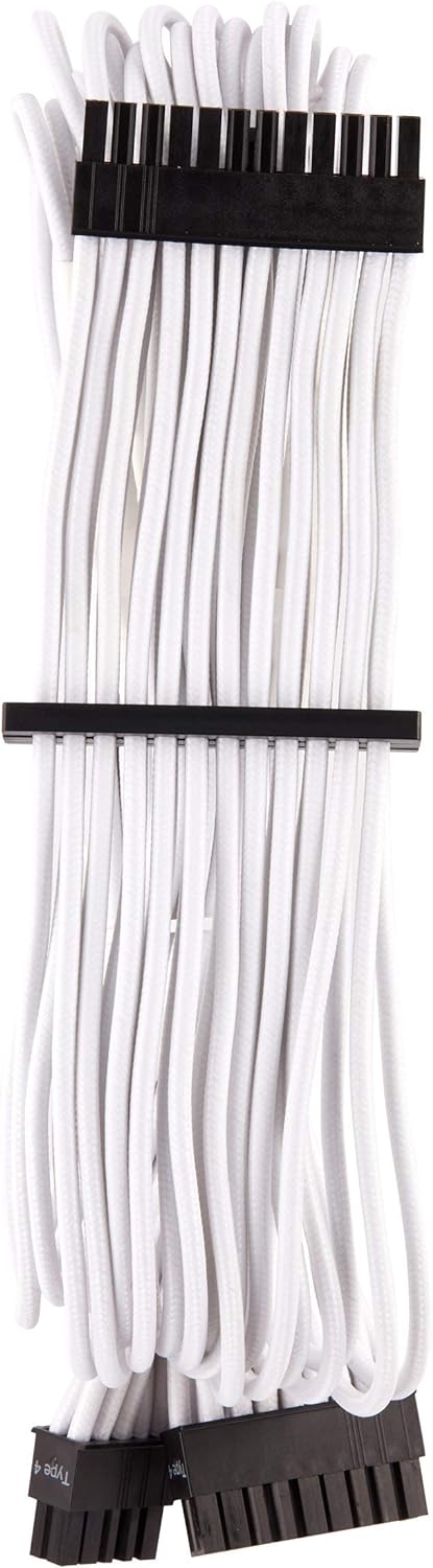 Corsair Premium Sleeved Netzteil Starter-Kabel-Set Typ4 (Generation 4-Serie) Weiss Starter-Set Weiss