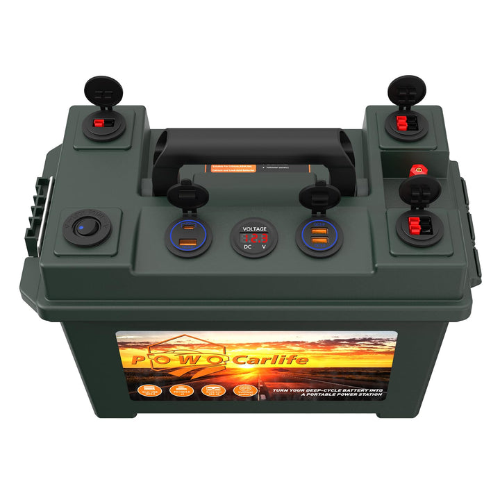Batteriebox für 30Ah/20Ah/10Ah Akku, wasserdichte Batteriebox mit Anderson-Stecker und Dual QC3.0, 1