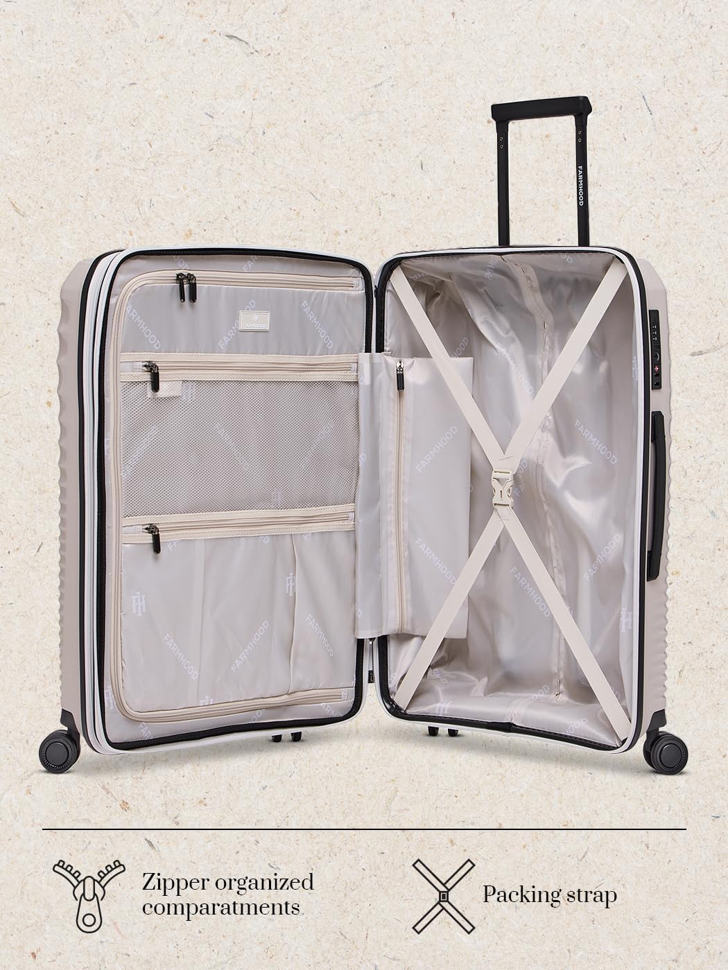 Farmhood Eco Edition nachhaltiges Hartschalen Koffer-Set 3-teilig | Trolleys mit Dehnfalte erweiterb