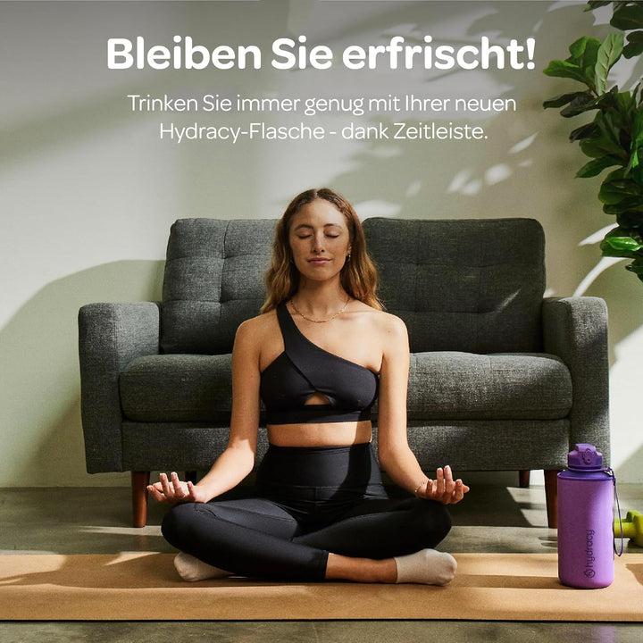Hydracy Trinkflasche mit Strohhalm und Zeitmarkierung - 2L Wasserflasche - BPA-freie Trinkflasche -