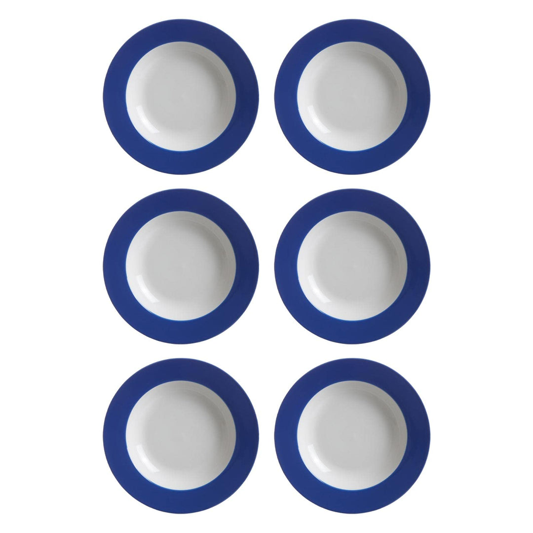 Ritzenhoff & Breker Doppio Suppenteller, 6er Set, Teller tief mit farbigem Rand, Essteller, Porzella