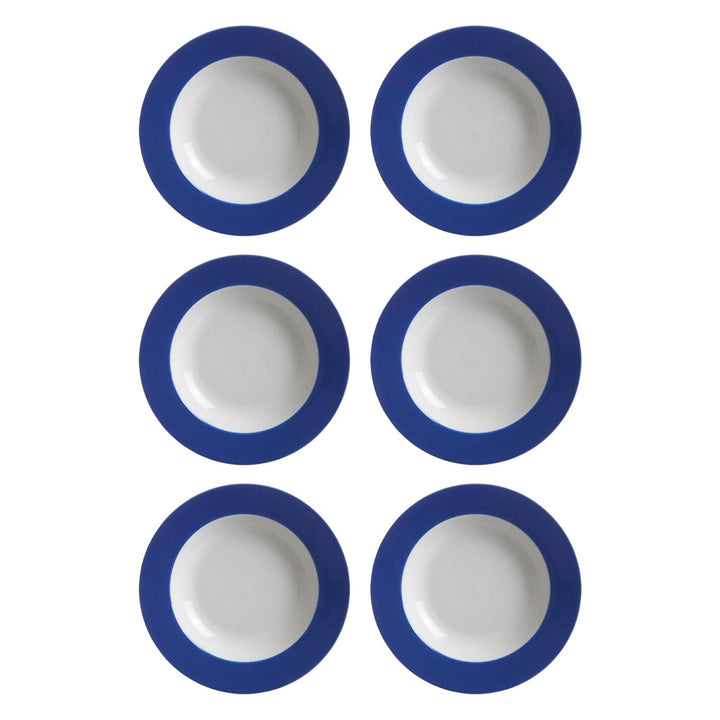 Ritzenhoff & Breker Doppio Suppenteller, 6er Set, Teller tief mit farbigem Rand, Essteller, Porzella